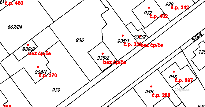 Hřebeč 95067825 na parcele st. 935/2 v KÚ Hřebeč, Katastrální mapa