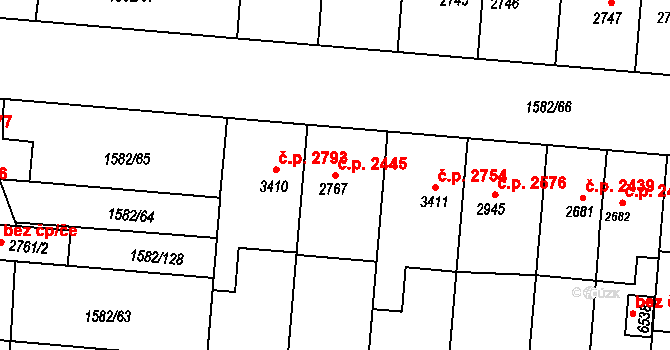 Kroměříž 2445 na parcele st. 2767 v KÚ Kroměříž, Katastrální mapa