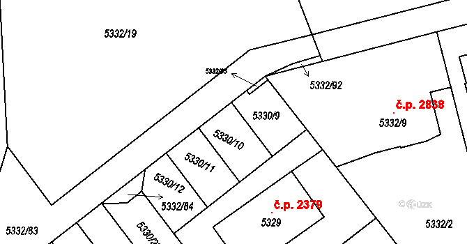 Jihlava 3173 na parcele st. 5330/21 v KÚ Jihlava, Katastrální mapa
