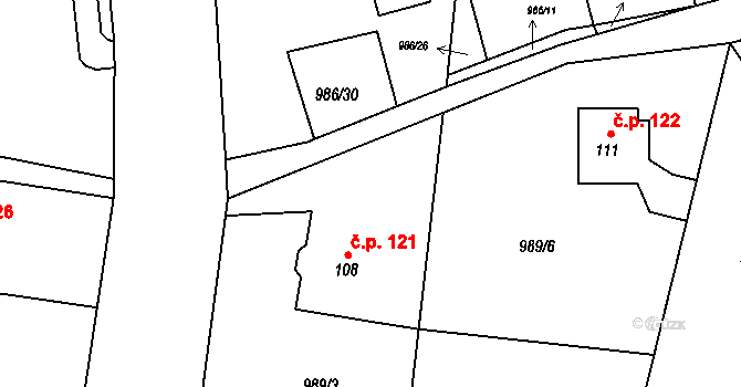 Želivec 121, Sulice na parcele st. 108 v KÚ Sulice, Katastrální mapa