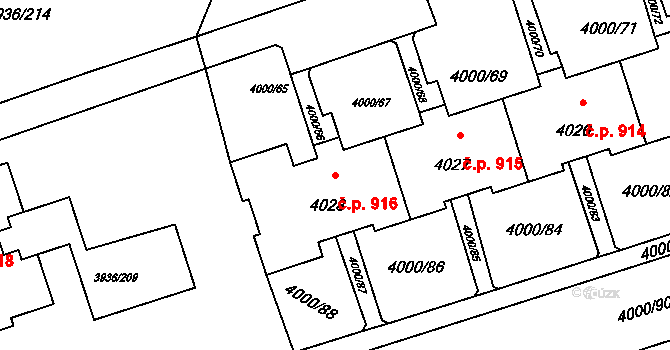 Lutyně 916, Orlová na parcele st. 4028 v KÚ Horní Lutyně, Katastrální mapa