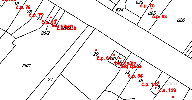 Vaňov 61, Ústí nad Labem na parcele st. 29 v KÚ Vaňov, Katastrální mapa