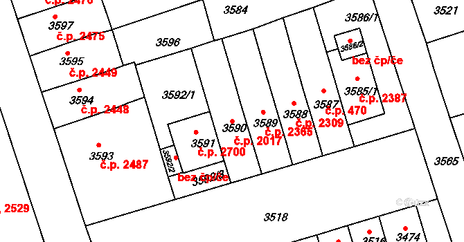 Královo Pole 2017, Brno na parcele st. 3590 v KÚ Královo Pole, Katastrální mapa
