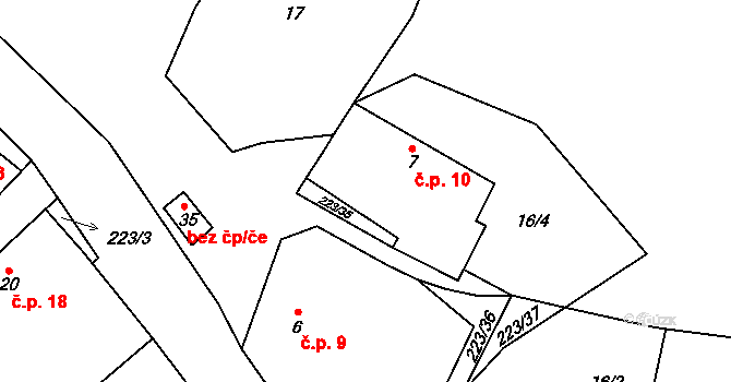 Turovka 10, Horní Cerekev na parcele st. 7 v KÚ Turovka, Katastrální mapa