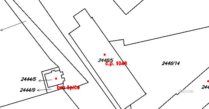 Pelhřimov 1048 na parcele st. 2446/5 v KÚ Pelhřimov, Katastrální mapa