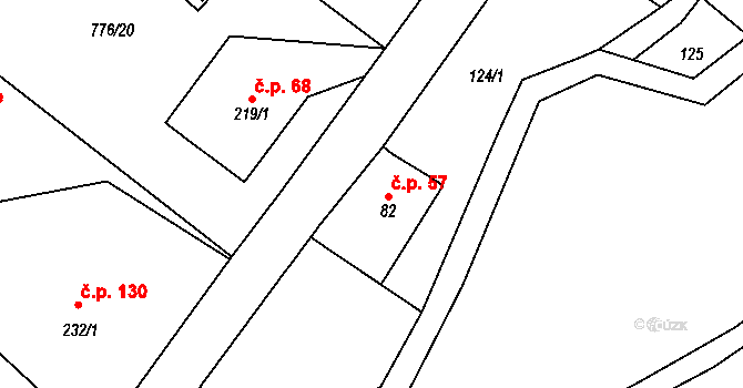 Horní Poustevna 57, Dolní Poustevna na parcele st. 82 v KÚ Horní Poustevna, Katastrální mapa