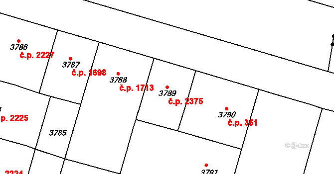 Vinohrady 2375, Praha na parcele st. 3789 v KÚ Vinohrady, Katastrální mapa