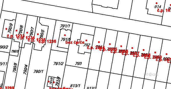 Záběhlice 2064, Praha na parcele st. 792 v KÚ Záběhlice, Katastrální mapa