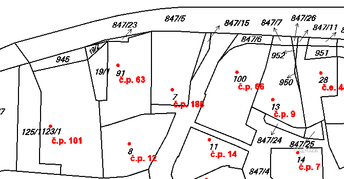 Starý Rožmitál 188, Rožmitál pod Třemšínem na parcele st. 7 v KÚ Starý Rožmitál, Katastrální mapa