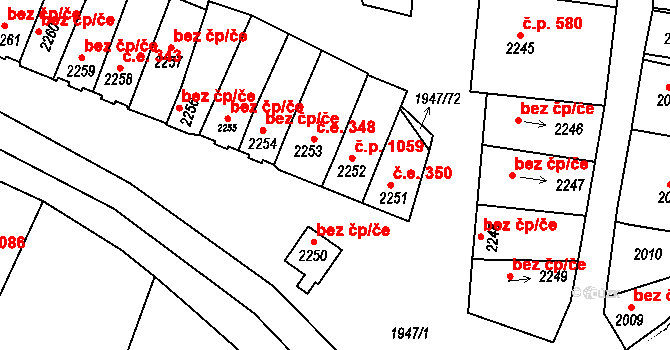 Mutěnice 1059 na parcele st. 2252 v KÚ Mutěnice, Katastrální mapa