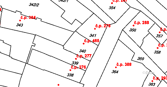 České Budějovice 1 465, České Budějovice na parcele st. 340 v KÚ České Budějovice 1, Katastrální mapa