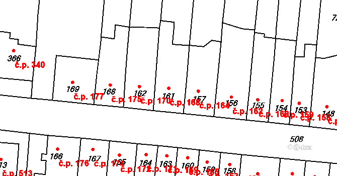 Čechovice 168, Prostějov na parcele st. 161 v KÚ Čechovice u Prostějova, Katastrální mapa