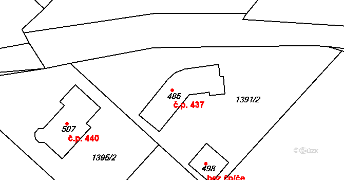 Zbraslav 437 na parcele st. 485 v KÚ Zbraslav na Moravě, Katastrální mapa