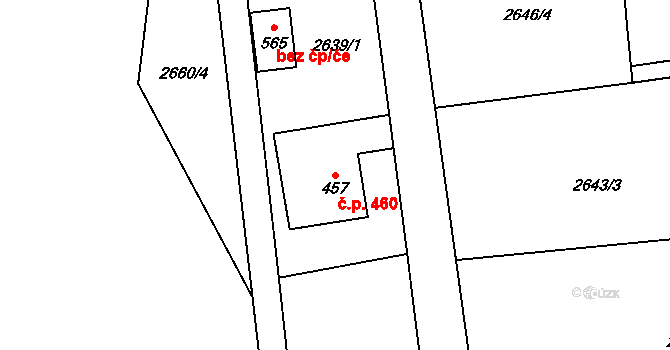 Království 460, Šluknov na parcele st. 457 v KÚ Království, Katastrální mapa