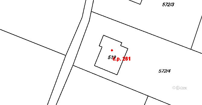 Guty 261, Třinec na parcele st. 519 v KÚ Guty, Katastrální mapa