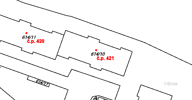 Pokratice 421, Litoměřice na parcele st. 614/10 v KÚ Pokratice, Katastrální mapa