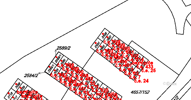Veselí nad Moravou 493 na parcele st. 2594 v KÚ Veselí-Předměstí, Katastrální mapa