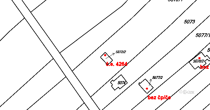 Znojmo 4264 na parcele st. 5072/2 v KÚ Znojmo-město, Katastrální mapa