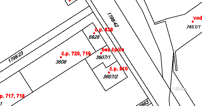 Chrudim 41713826 na parcele st. 3607/1 v KÚ Chrudim, Katastrální mapa