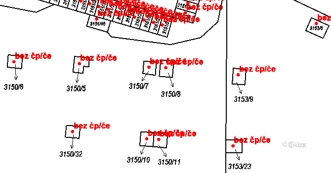 Teplice 45109826 na parcele st. 3150/8 v KÚ Teplice, Katastrální mapa
