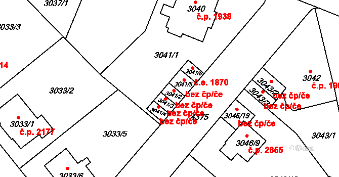 Teplice 45138826 na parcele st. 3041/2 v KÚ Teplice, Katastrální mapa