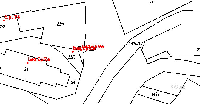 Měcholupy 47059826 na parcele st. 22/4 v KÚ Velká Černoc, Katastrální mapa