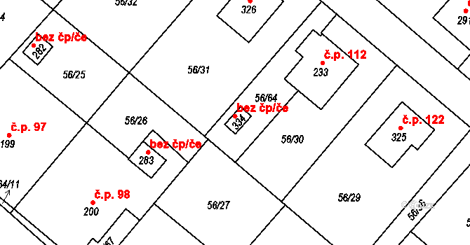 Dolní Rožínka 48199826 na parcele st. 334 v KÚ Dolní Rožínka, Katastrální mapa
