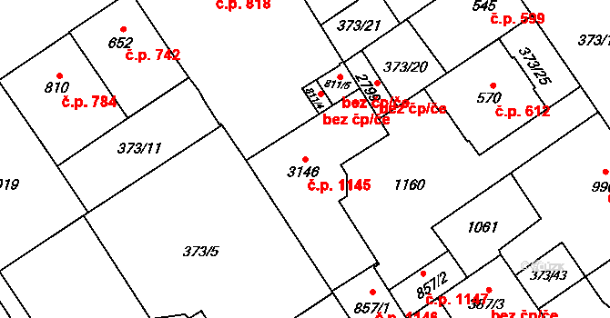 Přívoz 1145, Ostrava na parcele st. 3146 v KÚ Přívoz, Katastrální mapa