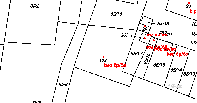 Protivín 49206826 na parcele st. 124 v KÚ Myšenec, Katastrální mapa