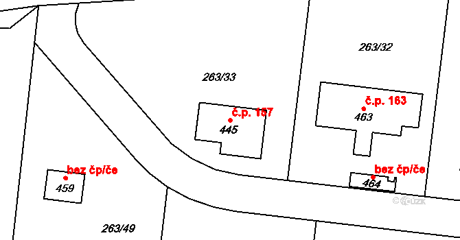 Stradonice 157, Nižbor na parcele st. 445 v KÚ Stradonice u Nižboru, Katastrální mapa
