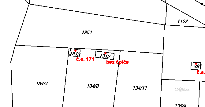 Cheb 53047826 na parcele st. 1312 v KÚ Háje u Chebu, Katastrální mapa