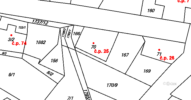 Straník 25, Nový Jičín na parcele st. 70 v KÚ Straník, Katastrální mapa