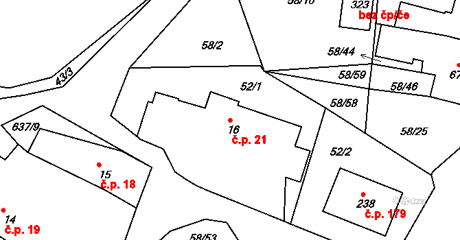 Suchá 21, Havlíčkův Brod na parcele st. 16 v KÚ Suchá u Havlíčkova Brodu, Katastrální mapa