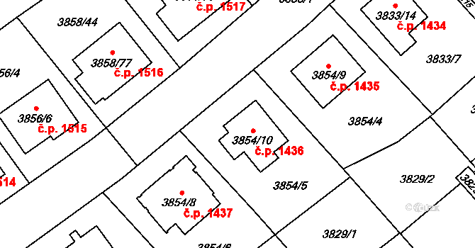 Chotěboř 1436 na parcele st. 3854/10 v KÚ Chotěboř, Katastrální mapa