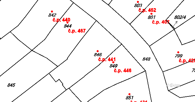Šitbořice 441 na parcele st. 846 v KÚ Šitbořice, Katastrální mapa