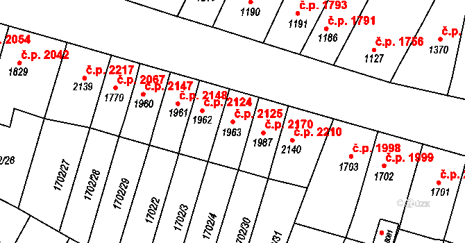 Kroměříž 2125 na parcele st. 1963 v KÚ Kroměříž, Katastrální mapa