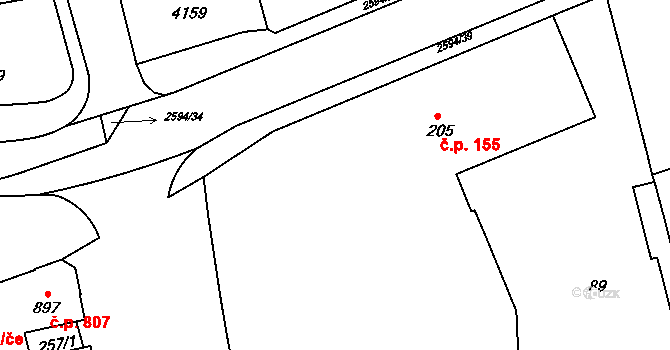 Lipník nad Bečvou I-Město 155, Lipník nad Bečvou na parcele st. 205 v KÚ Lipník nad Bečvou, Katastrální mapa