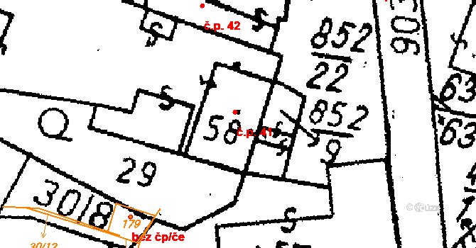 Petrovice I 41 na parcele st. 58 v KÚ Petrovice I, Katastrální mapa