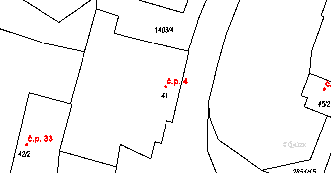 Velechvín 4, Lišov na parcele st. 41 v KÚ Velechvín, Katastrální mapa