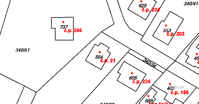 Držkov 21 na parcele st. 554 v KÚ Držkov, Katastrální mapa