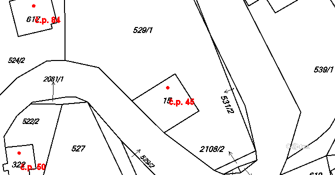Skuhrov 45 na parcele st. 15 v KÚ Skuhrov u Železného Brodu, Katastrální mapa