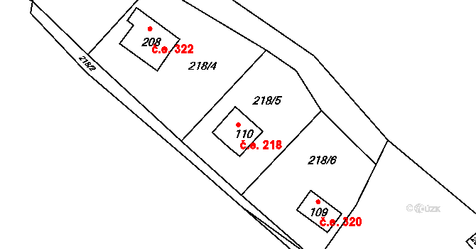 Hostěradice 218, Kamenný Přívoz na parcele st. 110 v KÚ Hostěradice, Katastrální mapa