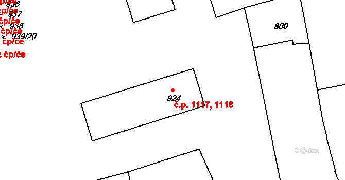 Bzenec 1117,1118 na parcele st. 924 v KÚ Bzenec, Katastrální mapa