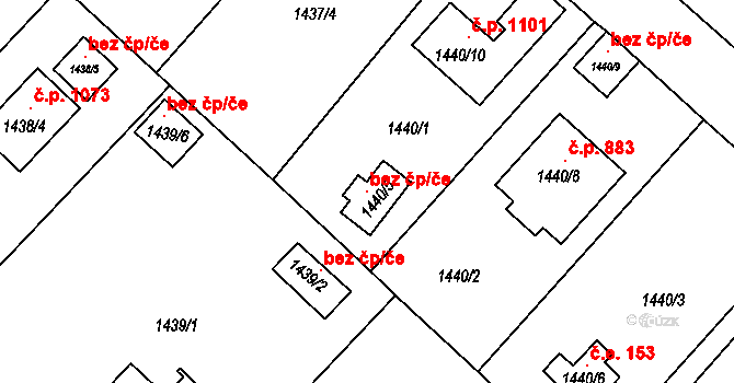 Praha 146067827 na parcele st. 1440/5 v KÚ Klánovice, Katastrální mapa