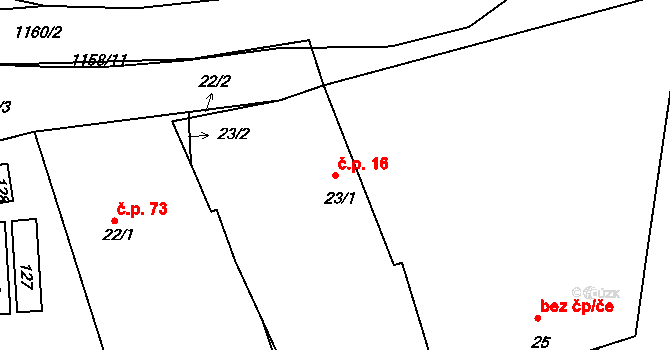 Sytno 16 na parcele st. 23/1 v KÚ Sytno, Katastrální mapa