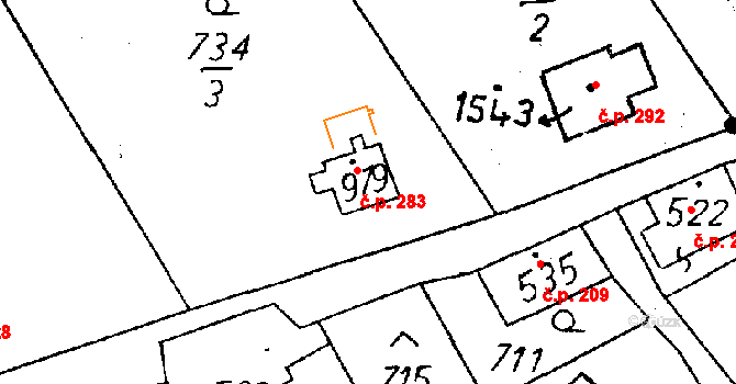 Cvikov II 283, Cvikov na parcele st. 979 v KÚ Cvikov, Katastrální mapa