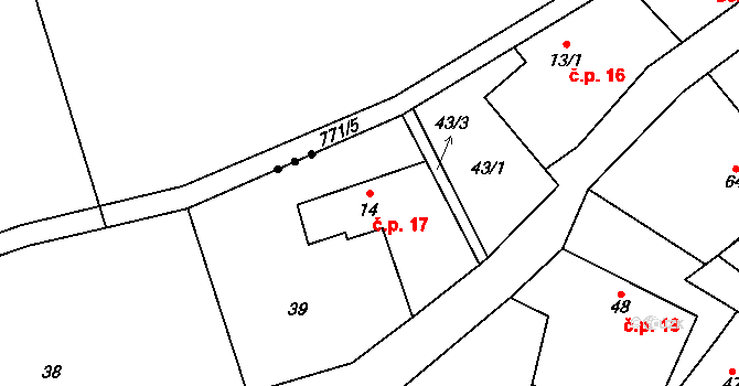Sutom 17, Třebenice na parcele st. 14 v KÚ Sutom, Katastrální mapa