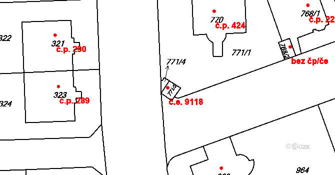 Klíše 9118, Ústí nad Labem na parcele st. 771/2 v KÚ Klíše, Katastrální mapa