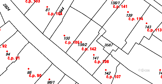 Chrudim I 142, Chrudim na parcele st. 138/2 v KÚ Chrudim, Katastrální mapa