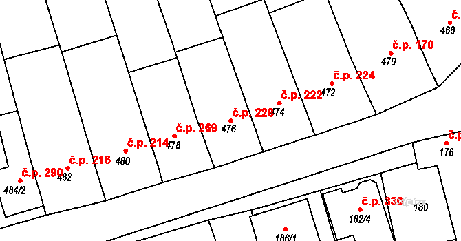 Sivice 228 na parcele st. 476 v KÚ Sivice, Katastrální mapa
